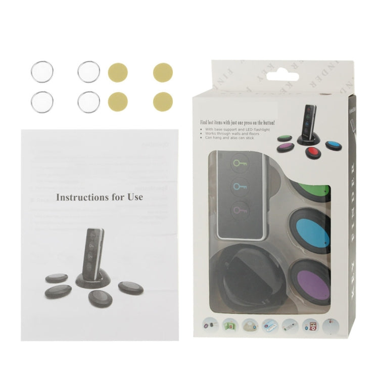 Smart Remote Wireless Key Finder with LED Flashlight, 1 RF Transmitter and 4 Receivers, Key Finder Smart Remote Wireless Key Finder with LED Flashlight, 1 RF Transmitter and 4 Receivers, Key Finder